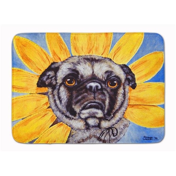 Carolines Treasures Carolines Treasures AMB1058RUG Sunflower Pug Machine Washable Memory Foam Mat AMB1058RUG - main